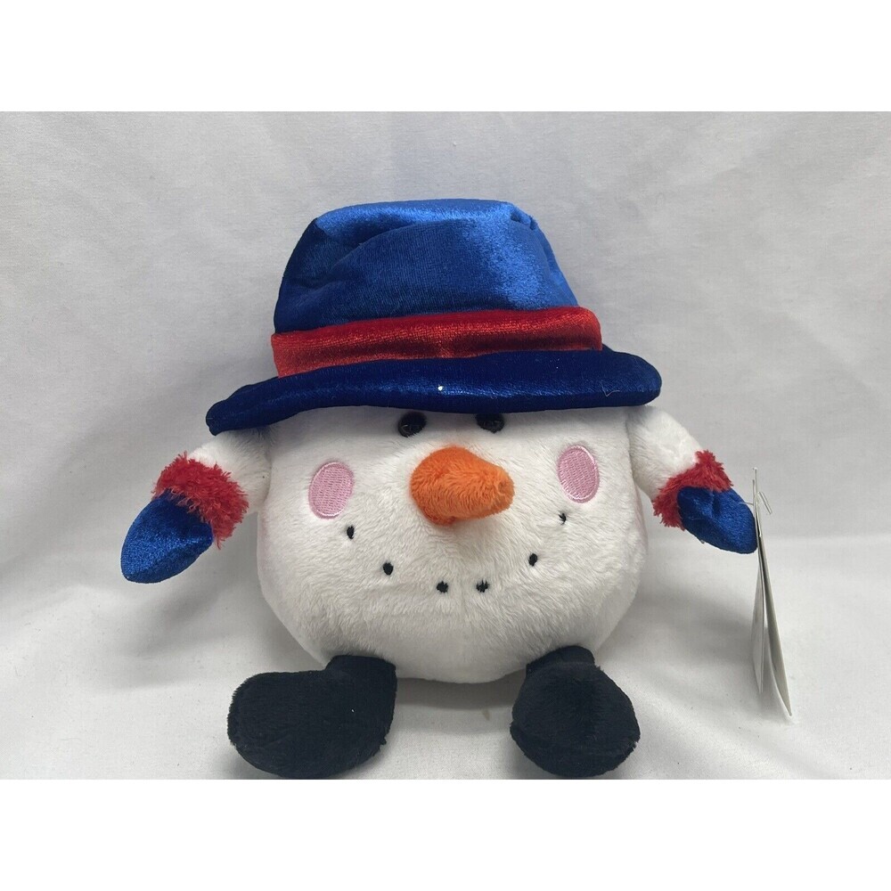 Walmart Holiday Snowman With Blue and Red Hat and Gloves Plush 7" Stuffed Animal